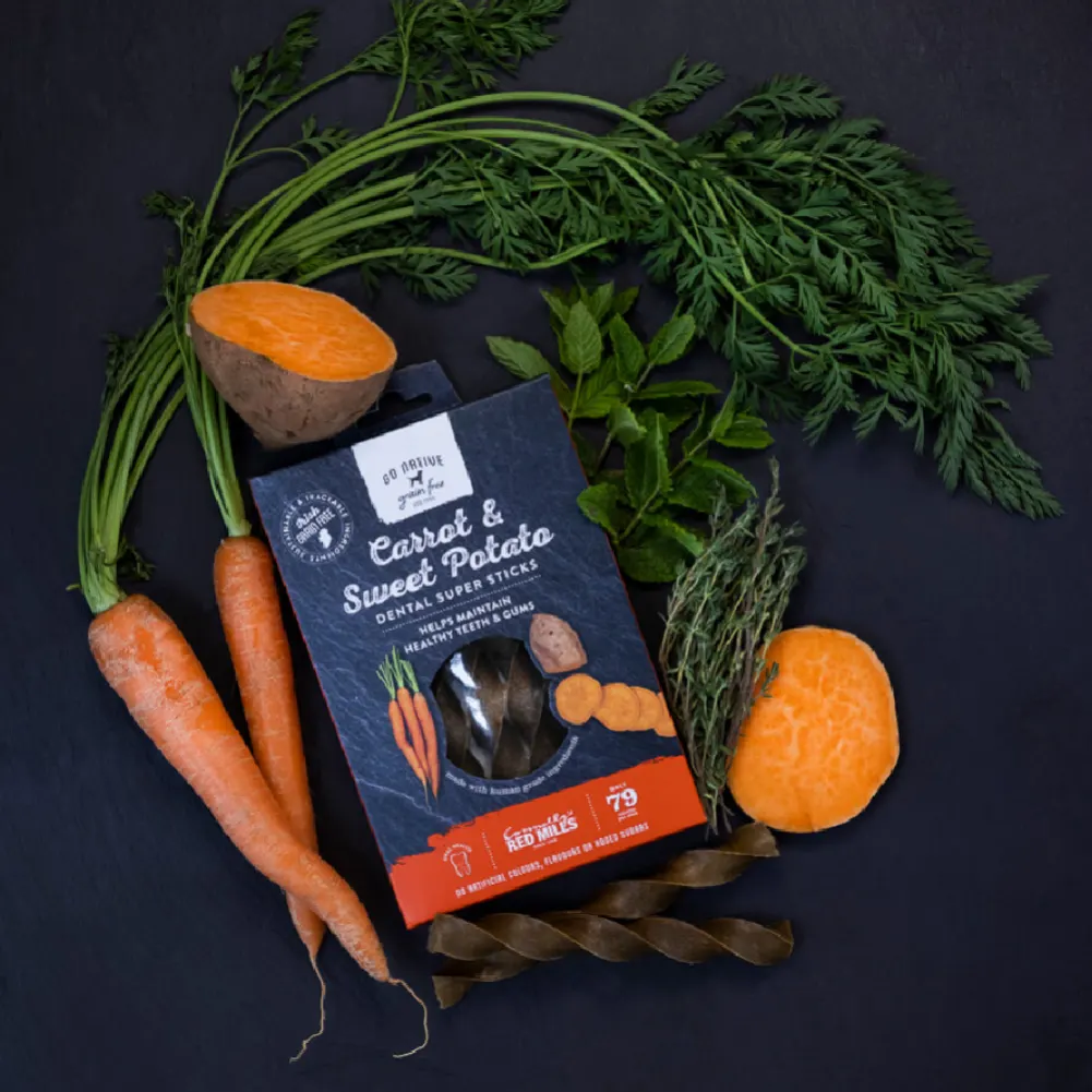 Go Native, dentalna spirala - korenje in sladki krompir (150 g)